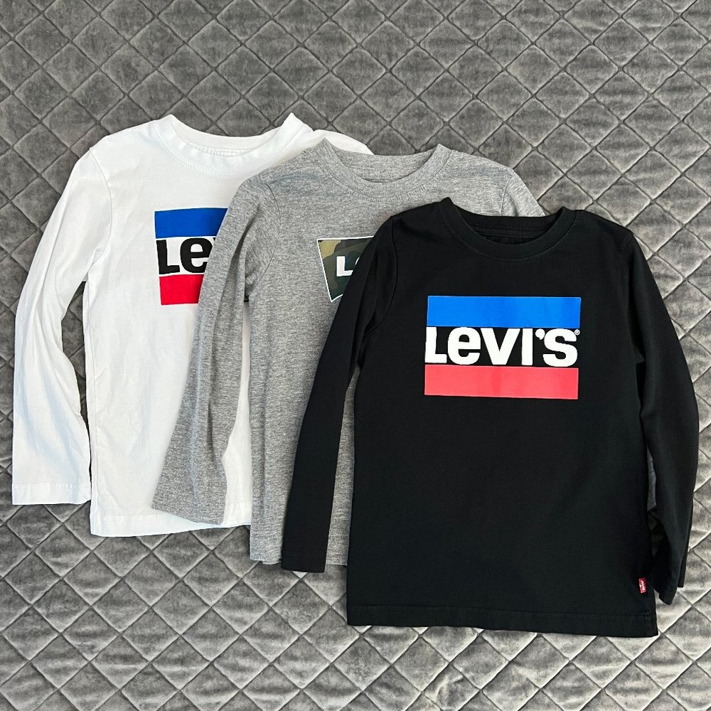 3 pcs Levi's Boy's Long Sleeve T-Shirt, Size 5/6